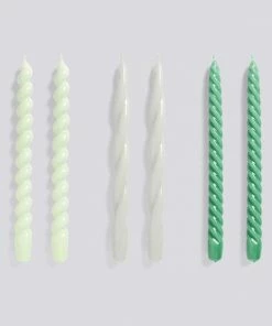 HAY Candle Long Mix 6 Pcs Mint Light Grey Green