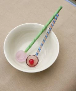 HAY Glass Spoons Set De 2 Turquoise Light Pink