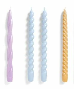 HAY Long Candle Set Lilac Light Blue Dark Peach