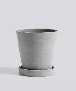 HAY Flowerpot With Saucer Grey M 14 x 13.5cm