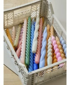 HAY Set De 6 Bougies Spirales Epaisse Orange Bleu Et Gris