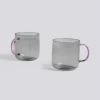 HAY Borosilicate Mug Light Grey With Pink Handle