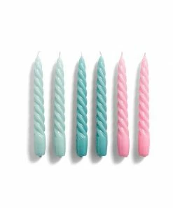 HAY Candles Twist Set Of 6 Arctic Blue Teal Pink
