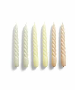 HAY Twisted Candles - 6 Pack - Grey-Beige/Citrus/Peach