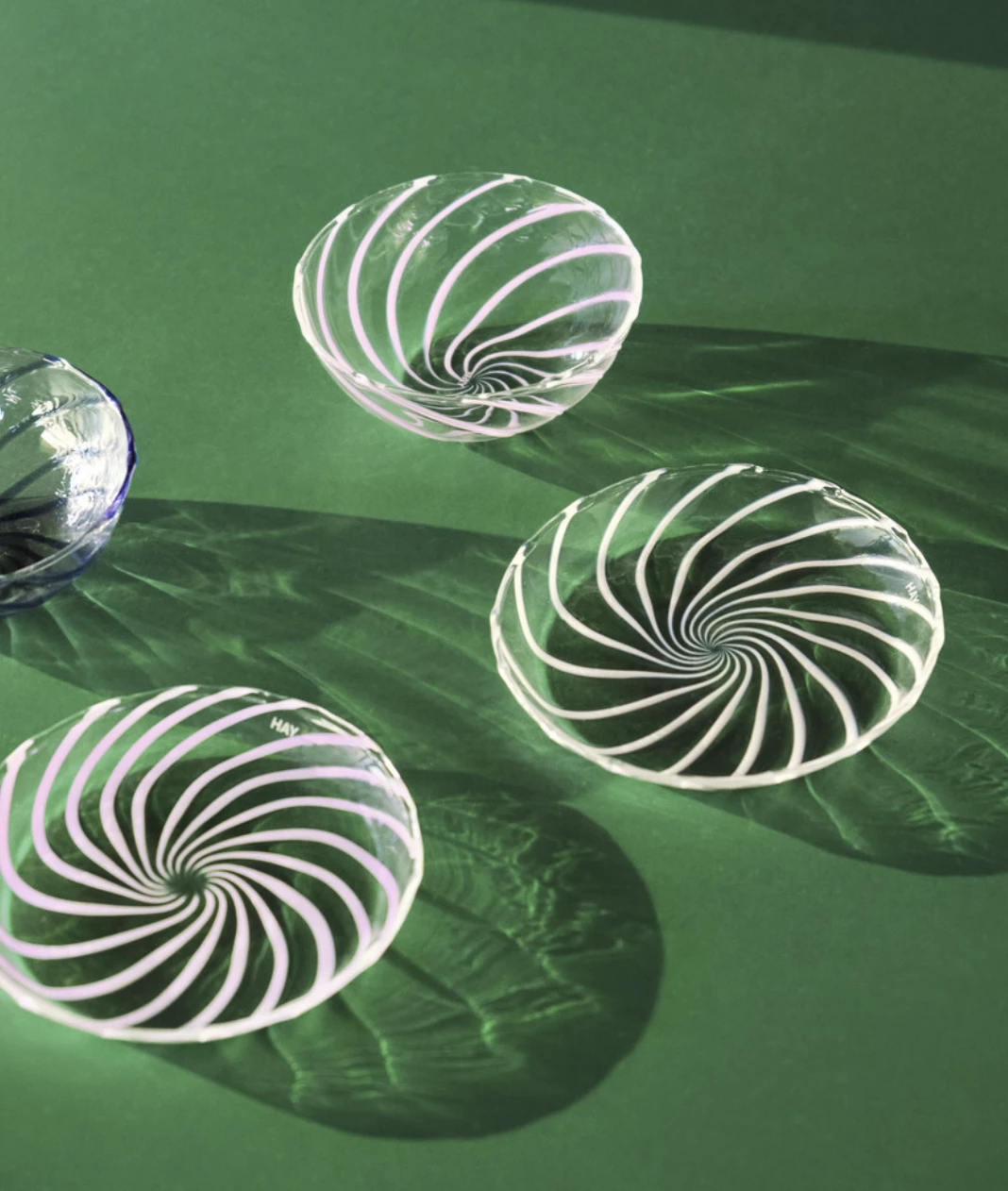 Best Pirce ⨠HAY Set of 2 Striped Glass Bowls Clear Pink 𧨠8 HAY Set of 2 Striped Glass Bowls Clear Pink