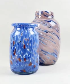 HAY Hand Blown Splash Vase – Blue – Roll Neck