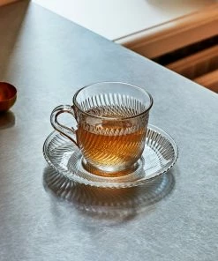HAY Pirouette Glass Cup & Saucer Set of 2
