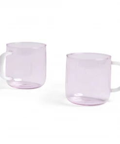 HAY Set of 2 Borosilicate Glass Mugs Pink