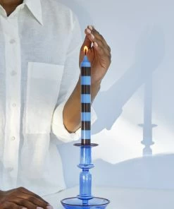 HAY Stripe Candle - Blue and Bordeaux