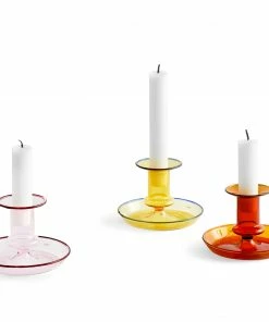 HAY Amber Flare Glass Candlestick