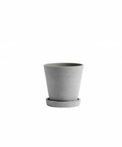 HAY Maceta Flowerpot with Saucer M Grey