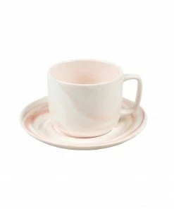 HAY Set of 2 Small Pink Twist Cup and Saucer