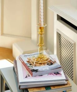 HAY Flare Tall Yellow With White Rim Candle Holder