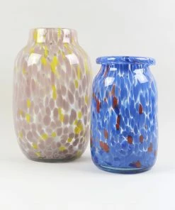 HAY Hand Blown Splash Vase – Blue – Roll Neck