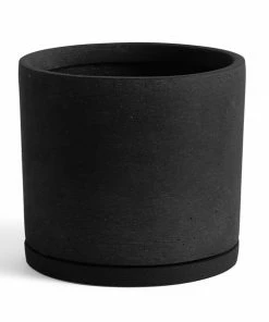 HAY - Plant Pot With Saucer - Black - L