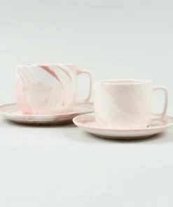HAY Set of 2 Small Pink Twist Cup and Saucer