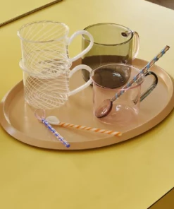 HAY Juego De 2 Tazas Borosilicate Mug Light Grey / Pink