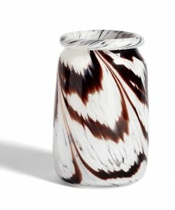 HAY Hand Blown Splash Vase Roll Neck Coffee & White
