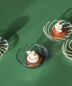 HAY Set of 2 Glass Striped Saucers Clear White