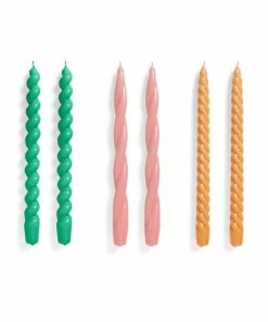 HAY Long Candle Set - Green, Dark Rose, Tangerine