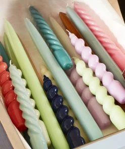 HAY Candle Spiral Tangerine, Light Blue and Light Grey Set of 6