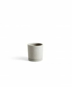 HAY Maceta Plant Pot with Saucer M Grey