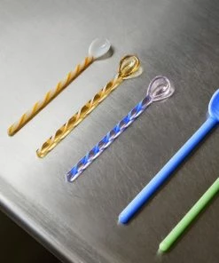 HAY Glass Spoons Round/ Set of 2/ Aubergine & Light Pink