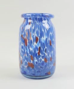 HAY Hand Blown Splash Vase – Blue – Roll Neck