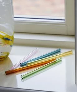 HAY Set of 6 Glass Cocktail Sip Straws