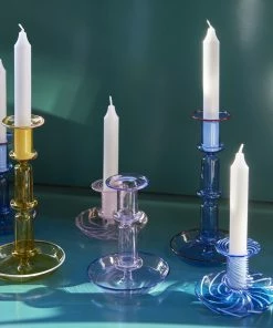 HAY Flare Candleholder / Stripe Pink with White