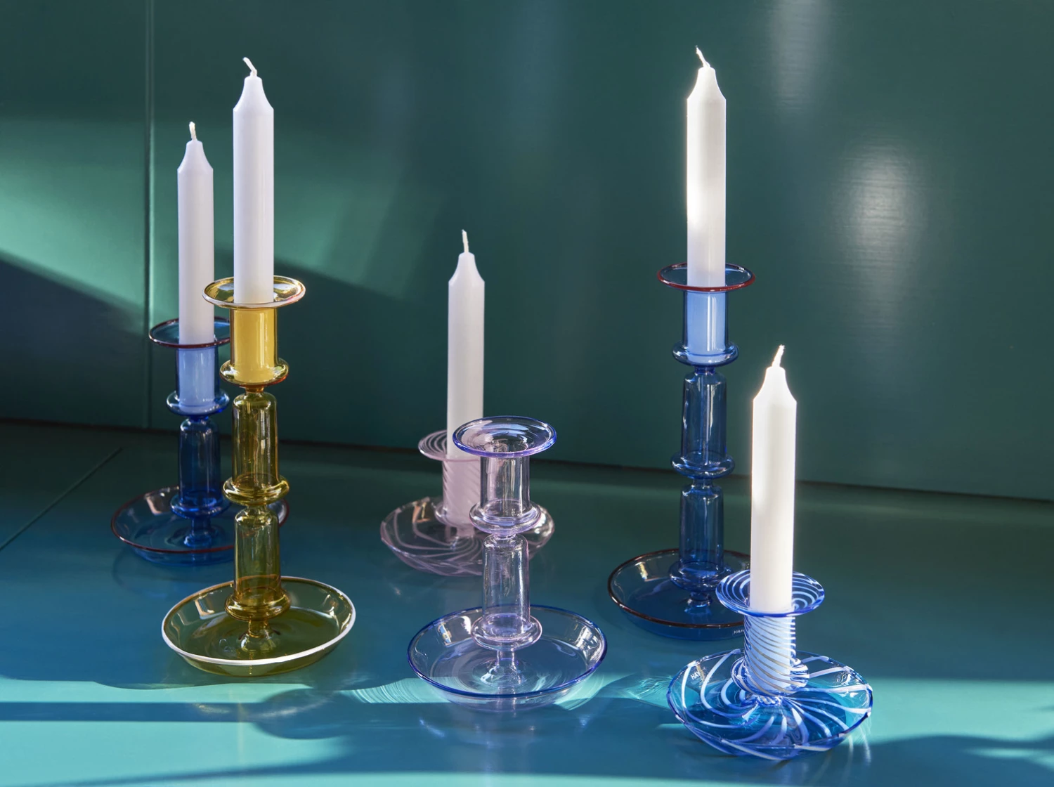 Promo ❤️ HAY Flare Candleholder / Stripe Pink with White ✔️ 4 HAY Flare Candleholder / Stripe Pink with White