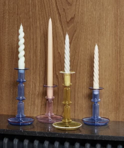 HAY Flare Glass Candleholder Tall Yellow