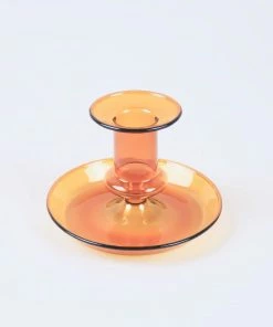 HAY Amber Flare Glass Candlestick