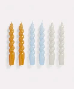 HAY Candle Spiral Tangerine, Light Blue and Light Grey Set of 6