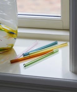 Outlet ❤️ HAY Set of 6 Multicoloured Reusable Glass Sip Cocktail Straws 💯 19 HAY Set of 6 Multicoloured Reusable Glass Sip Cocktail Straws