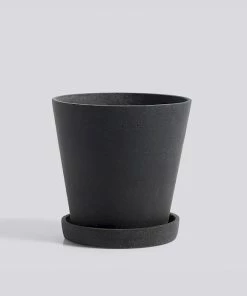 HAY Flowerpot with Saucer Medium Black
