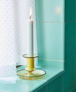 HAY Yellow Flare Glass Candlestick