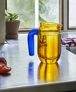 HAY Amber with A Blue Handle Jug