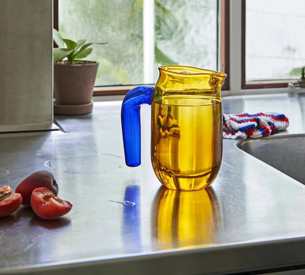 Cheap ๐ฏ HAY Amber with A Blue Handle Jug ๐ฅฐ 4 HAY Amber with A Blue Handle Jug