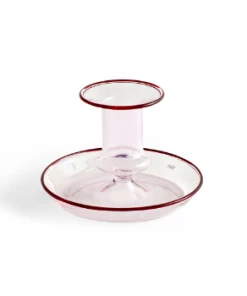 HAY Flare Pink Glass Candle Holder