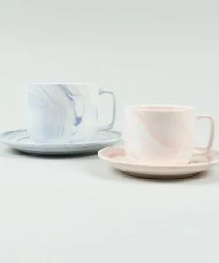 HAY Set of 2 Small Pink Twist Cup and Saucer