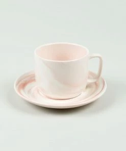 HAY Set of 2 Small Pink Twist Cup and Saucer
