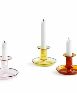 HAY Flare Yellow Glass Candle Holder