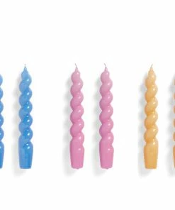HAY Set of 6 Candle Spiral Blue Pink Peach