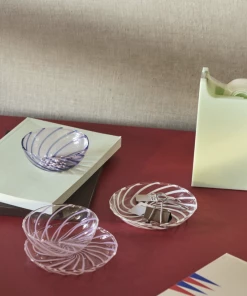 Best Pirce ⨠HAY Set of 2 Striped Glass Bowls Clear Pink 𧨠12 HAY Set of 2 Striped Glass Bowls Clear Pink