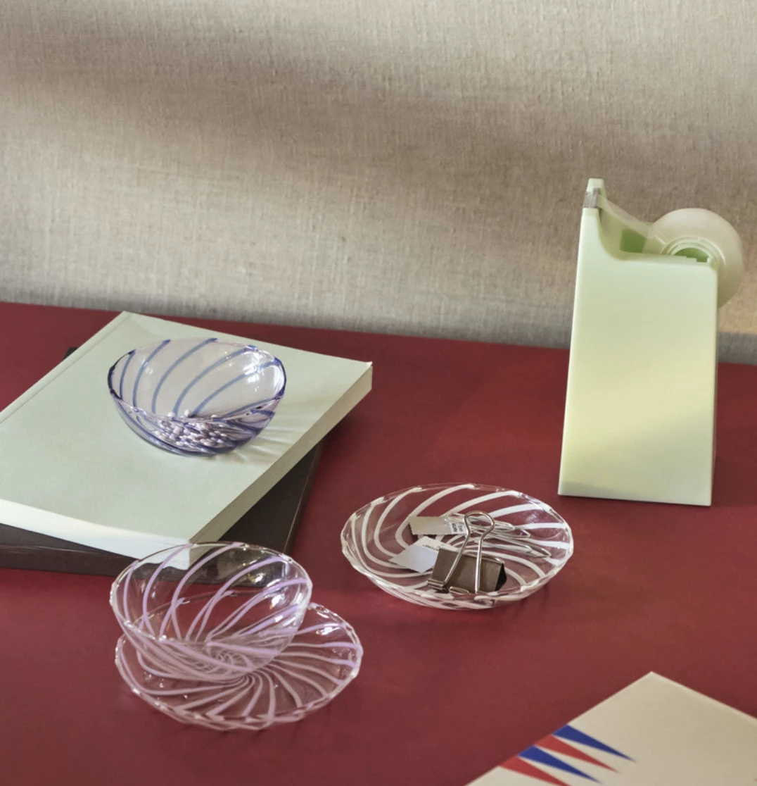 Best Pirce ⨠HAY Set of 2 Striped Glass Bowls Clear Pink 𧨠7 HAY Set of 2 Striped Glass Bowls Clear Pink