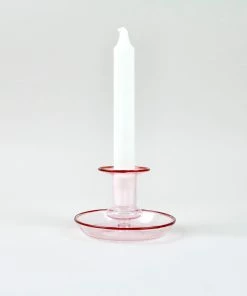 HAY Pink Glass Flare Candlestick