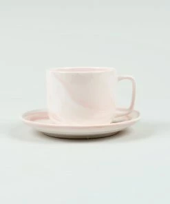 HAY Set of 2 Small Pink Twist Cup and Saucer