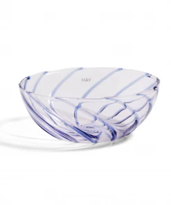 HAY Set of 2 Glass Striped Bowls Pink Blue