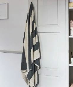 HAY 150 X 100cm Dark Green Frotté Stripe Bath Towel